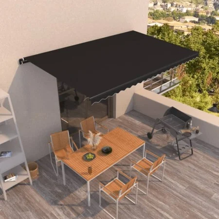 Manual retractable awning in anthracite gray, 500x350 cm. by , Awnings - Ref: Foro24-3069219, Price: 463,07 €, Discount: %