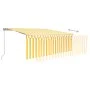 Retractable manual awning with blinds and yellow white LED 4x3 m by , Awnings - Ref: Foro24-3069303, Price: 398,19 €, Discoun...