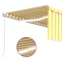 Retractable manual awning with blinds and yellow white LED 4x3 m by , Awnings - Ref: Foro24-3069303, Price: 398,19 €, Discoun...