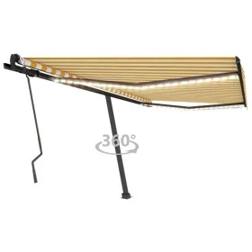 Toldo manual retráctil con LED amarillo y blanco 400x300 cm de , Toldos - Ref: Foro24-3069743, Precio: 449,30 €, Descuento: %