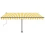 Retractable manual awning with yellow and white LED lights 400x300 cm by , Awnings - Ref: Foro24-3069743, Price: 449,30 €, Di...