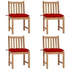 Garden chairs, set of 4, made of solid teak wood with cushions. by , Garden chairs - Ref: Foro24-3073109, Price: 454,54 €, Di...