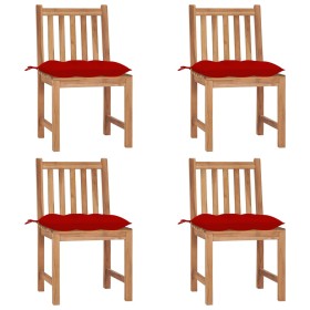 Gartenstühle 4 Einheiten aus massivem Teakholz mit Kissen von , Gartenstühle - Ref: Foro24-3073109, Preis: 467,01 €, Rabatt: %