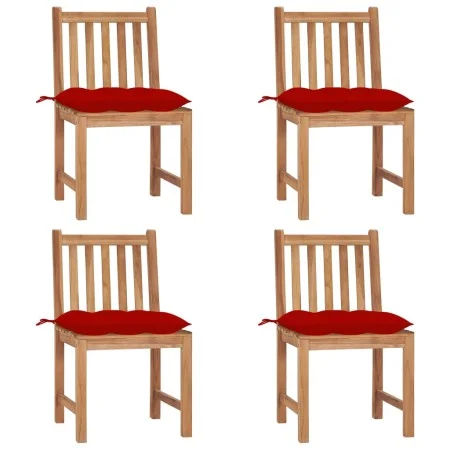 Garden chairs, set of 4, made of solid teak wood with cushions. by , Garden chairs - Ref: Foro24-3073109, Price: 454,54 €, Di...
