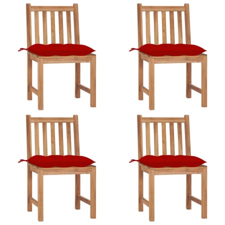 Gartenstühle 4 Einheiten aus massivem Teakholz mit Kissen von , Gartenstühle - Ref: Foro24-3073109, Preis: 467,01 €, Rabatt: %