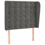 Cabecero con orejas de terciopelo gris oscuro 83x23x118/128 cm