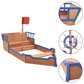 Sandpit in the shape of a pirate ship made of fir wood 190x94.5x101cm by vidaXL, sandboxes - Ref: Foro24-92171, Price: 208,91...
