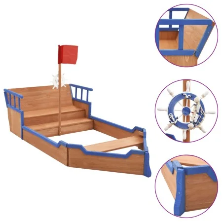 Sandkasten in Form eines Piratenschiffs Tannenholz 190x94,5x101cm von vidaXL, Sandkästen - Ref: Foro24-92171, Preis: 208,91 €...
