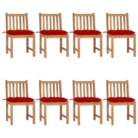 Sillas de jardín 8 unidades madera maciza de teca con cojines de , Sillas de jardín - Ref: Foro24-3073163, Precio: 998,36 €, ...