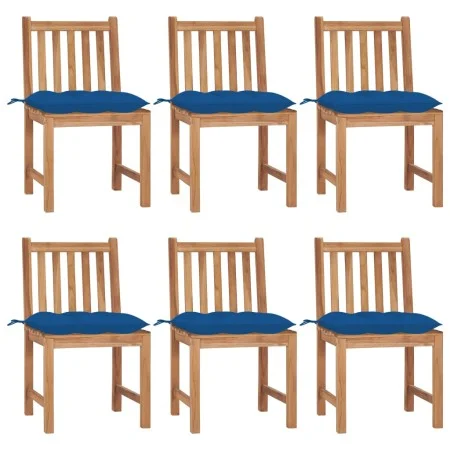 Garden chairs, 6 units, solid teak wood with cushions. by , Garden chairs - Ref: Foro24-3073140, Price: 678,06 €, Discount: %