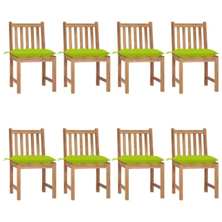 Sillas de jardín 8 unidades madera maciza de teca con cojines de , Sillas de jardín - Ref: Foro24-3073168, Precio: 904,48 €, ...