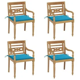 Batavia chairs, set of 4, made of solid teak wood with cushions. by , Garden chairs - Ref: Foro24-3073299, Price: 487,74 €, D...