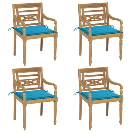 Batavia chairs, set of 4, made of solid teak wood with cushions. by , Garden chairs - Ref: Foro24-3073299, Price: 496,34 €, D...
