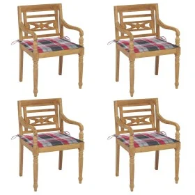 Batavia chairs, set of 4, made of solid teak wood with cushions. by , Garden chairs - Ref: Foro24-3073308, Price: 498,83 €, D...