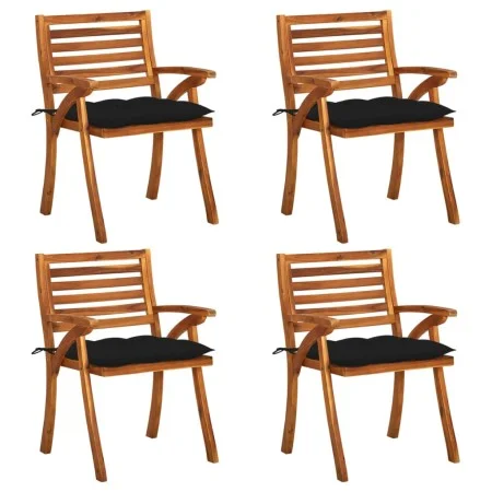 Garden chairs with cushions, 4 units, solid acacia wood. by , Garden chairs - Ref: Foro24-3075196, Price: 398,97 €, Discount: %