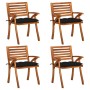 Garden chairs with cushions, 4 units, solid acacia wood. by , Garden chairs - Ref: Foro24-3075196, Price: 506,94 €, Discount: %