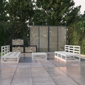 7-piece white solid pine wood garden lounge set by , Garden sets - Ref: Foro24-3075315, Price: 377,10 €, Discount: %