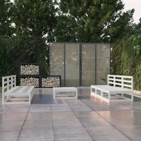 Set de salón de jardín de 7 pzas blanco madera maciza de pino de , Conjuntos de jardín - Ref: Foro24-3075315, Precio: 372,24 ...
