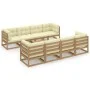 9-piece garden furniture set with solid pine wood cushions by , Garden sets - Ref: Foro24-3076427, Price: 965,25 €, Discount: %
