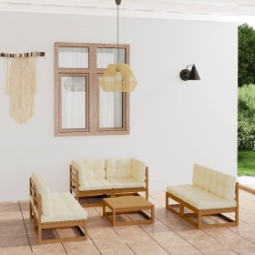 7-piece garden furniture set with solid pine wood cushions by , Garden sets - Ref: Foro24-3076467, Price: 696,51 €, Discount: %