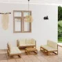 7-piece garden furniture set with solid pine wood cushions by , Garden sets - Ref: Foro24-3076467, Price: 696,51 €, Discount: %