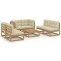 7-piece garden furniture set with solid pine wood cushions by , Garden sets - Ref: Foro24-3076467, Price: 696,51 €, Discount: %