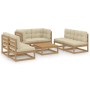 7-teiliges Gartenmöbel-Set und Kissen aus massivem Zirbenholz von , Gartensets - Ref: Foro24-3076467, Preis: 696,51 €, Rabatt: %