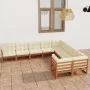 9-piece garden furniture set with cushions, made of brown honey pine wood. by , Garden sets - Ref: Foro24-3077037, Price: 999...