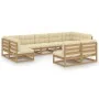 9-piece garden furniture set with cushions, made of brown honey pine wood. by , Garden sets - Ref: Foro24-3077217, Price: 962...