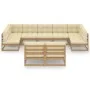 9-piece garden furniture set with cushions, made of brown honey pine wood. by , Garden sets - Ref: Foro24-3077217, Price: 962...
