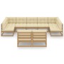 9-teiliges Gartenmöbel-Set Zirbenholzkissen honigbraun von , Gartensets - Ref: Foro24-3077217, Preis: 975,88 €, Rabatt: %