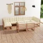 Set de muebles de jardín 9 pzs cojines madera pino marrón miel de , Conjuntos de jardín - Ref: Foro24-3077257, Precio: 999,39...