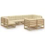 Set de muebles de jardín 9 pzs cojines madera pino marrón miel de , Conjuntos de jardín - Ref: Foro24-3077257, Precio: 999,39...