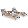2 sun loungers with table and cushions made of solid acacia wood by , Loungers - Ref: Foro24-3077390, Price: 365,94 €, Discou...