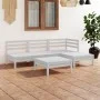 5-teiliges Gartenmöbel-Set aus massivem Kiefernholz weiß von , Gartensets - Ref: Foro24-3082633, Preis: 239,71 €, Rabatt: %