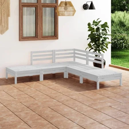 5-teiliges Gartenmöbel-Set aus massivem Kiefernholz weiß von , Gartensets - Ref: Foro24-3082638, Preis: 239,60 €, Rabatt: %