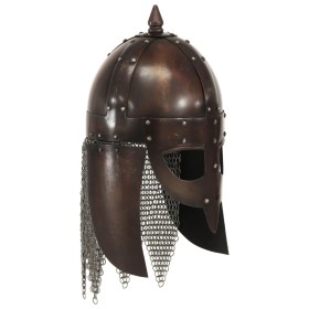 Réplica de casco de guerrero vikingo LARP acero cobre