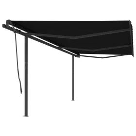 Manual retractable awning with anthracite gray posts 6x3.5 m by , Awnings - Ref: Foro24-3070279, Price: 722,93 €, Discount: %