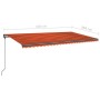 Manuell einziehbare Markise mit orangefarbenem und braunem LED-Licht 6x3,5 m von , Markisen - Ref: Foro24-3070285, Preis: 760...