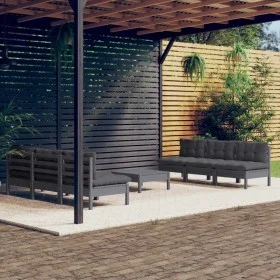 7-piece garden furniture set with anthracite cushions made of pine wood by , Garden sets - Ref: Foro24-3096096, Price: 605,90...