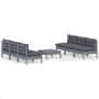 7-piece garden furniture set with anthracite cushions made of pine wood by , Garden sets - Ref: Foro24-3096096, Price: 554,13...