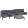 5 Stück Gartenmöbel mit Kissen aus anthrazitfarbenem Zirbenholz von , Gartensets - Ref: Foro24-3096132, Preis: 361,28 €, Raba...
