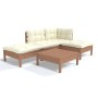 Gartenmöbel 5-teilig und Kissen Zirbenholz honigbraun von , Gartensets - Ref: Foro24-3096295, Preis: 410,72 €, Rabatt: %
