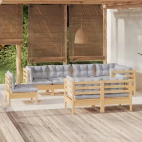 8-piece garden furniture set with solid pine wood cushions by , Garden sets - Ref: Foro24-3096513, Price: 683,64 €, Discount: %