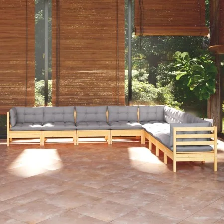 Juego de muebles de jardín 9 pzas y cojines madera maciza pino de , Conjuntos de jardín - Ref: Foro24-3096814, Precio: 722,48...
