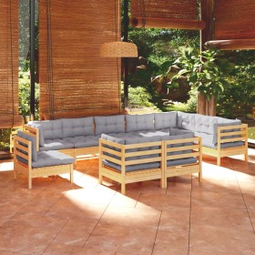 Juego de muebles de jardín 10 pzas y cojines madera maciza pino de , Conjuntos de jardín - Ref: Foro24-3096778, Precio: 824,8...