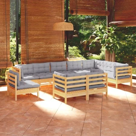 10-piece garden furniture set with solid pine wood cushions by , Garden sets - Ref: Foro24-3096778, Price: 814,08 €, Discount: %