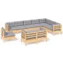 10-piece garden furniture set with solid pine wood cushions by , Garden sets - Ref: Foro24-3096778, Price: 814,08 €, Discount: %
