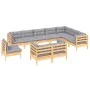 10-piece garden furniture set with solid pine wood cushions by , Garden sets - Ref: Foro24-3096778, Price: 814,08 €, Discount: %