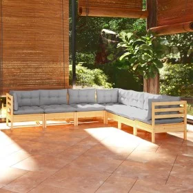 7-piece garden furniture set with solid pine wood cushions by , Garden sets - Ref: Foro24-3096790, Price: 543,87 €, Discount: %